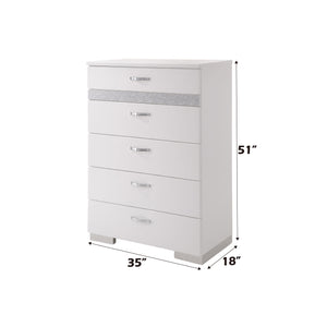 English Elm Naima Glam Six-Drawer Dresser with Felt-Lined Jewelry Organizer, Smooth Glides & Sparkle Accents White 54 L x 20 W x 38 H B2726P261857