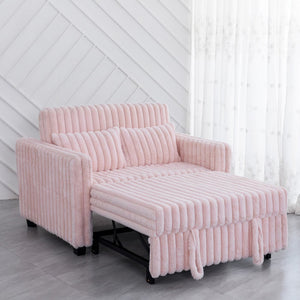 English Elm 3 in 1 Convertible Sleeper Sofa Bed with Plush Fabric, Spring Support, Cozy Skin-Friendly Comfort Light Pink W1767P195963