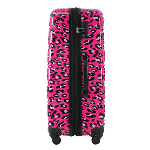 English Elm Hardshell Polycarbonate Luggage Set Three Piece Spinner Suitcases with Tsa Lock Hot Pink Leopard N732P218227H