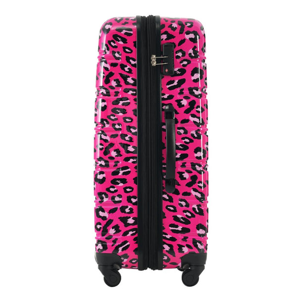 English Elm Hardshell Polycarbonate Luggage Set Three Piece Spinner Suitcases with Tsa Lock Hot Pink Leopard N732P218227H