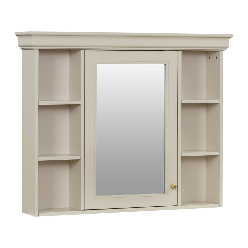 English Elm 35'' Blue Wall Mounted Medicine Cabinet with Mirror Door, MDF Storage, Adjustable Shelves & Towel Rod WF323692AAY