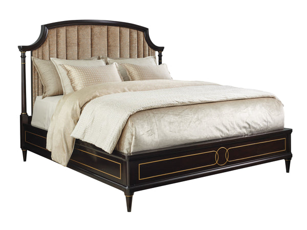 Lexington Regency Queen Upholstered Headboard with Vertical Channeling and Gold Trim Accents 736-133UHB