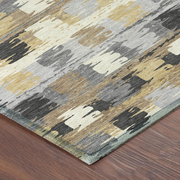 8 Foot Round Abstract Polyester Area Rug for Outdoor Patios and High Traffic Spaces