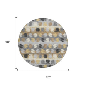 8 Foot Round Abstract Polyester Area Rug for Outdoor Patios and High Traffic Spaces