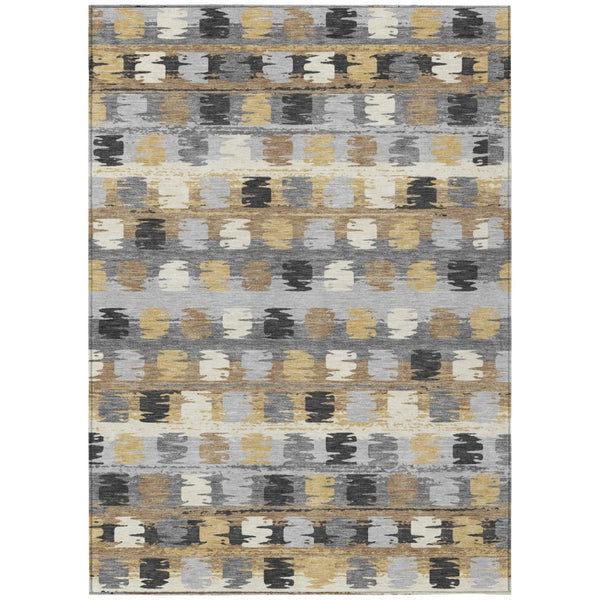 HomeRoots 8 X 10 Gray Brown Abstract Polyester Area Rug Washable for Patio or Living Room 736003