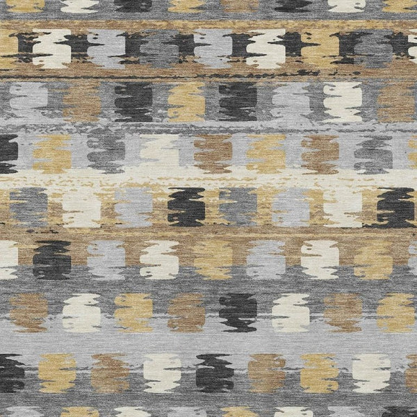 8 X 10 Gray Brown Abstract Polyester Area Rug Washable for Patio or Living Room