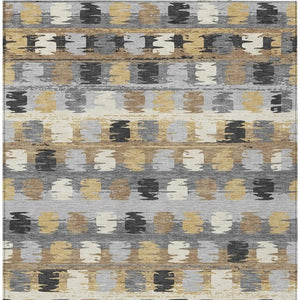 8 X 10 Gray Brown Abstract Polyester Area Rug Washable for Patio or Living Room