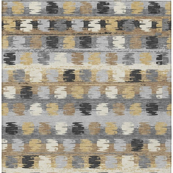 8 X 10 Gray Brown Abstract Polyester Area Rug Washable for Patio or Living Room
