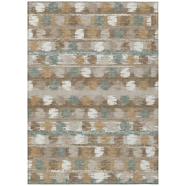 HomeRoots 5 Ft X 8 Ft Abstract Polyester Area Rug Stain Resistant for Indoor Outdoor Use 736007
