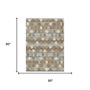 5 Ft X 8 Ft Abstract Polyester Area Rug Stain Resistant for Indoor Outdoor Use