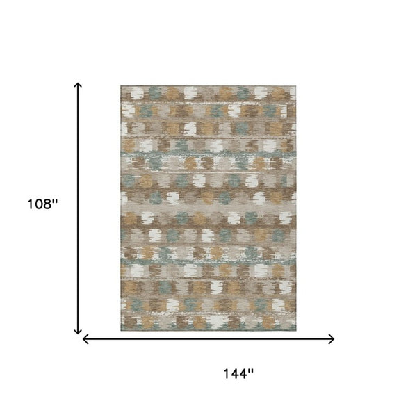 9 X 12 Abstract Polyester Area Rug Washable for Indoor Outdoor Patios and Pets
