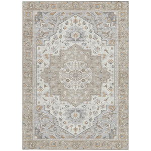 5x8 Beige Copper Oriental Polyester Area Rug Stain Resistant Indoor Outdoor Patio