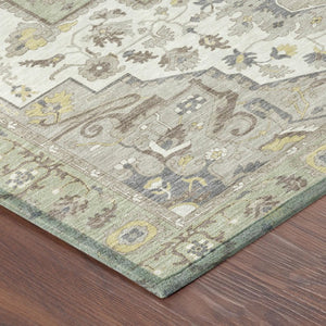 8 Ft Round Oriental Geometric Polyester Area Rug Stain Resistant Indoor Outdoor Use