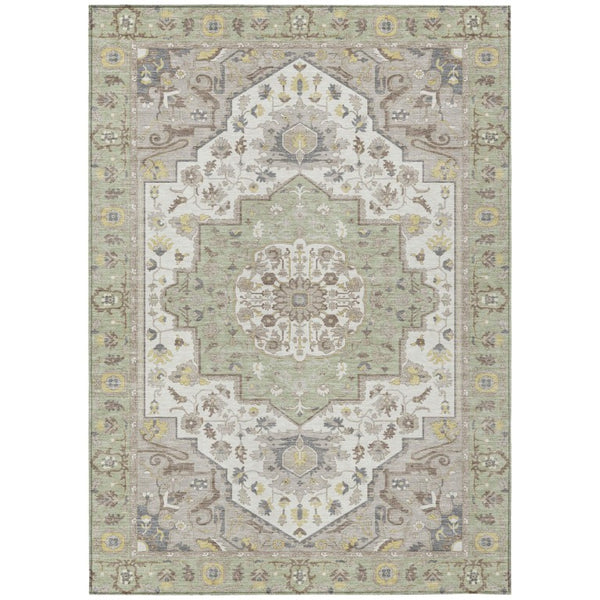 HomeRoots 8 Ft X 10 Ft Oriental Polyester Area Rug for Patio Porch Living Room Pet Friendly 736033