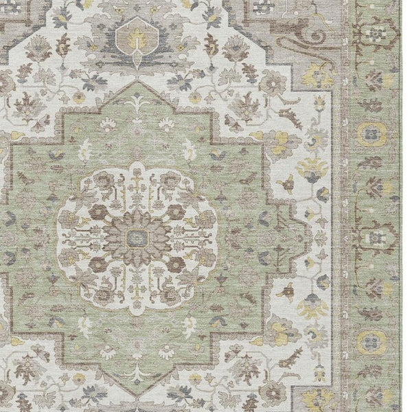 8 Ft X 10 Ft Oriental Polyester Area Rug for Patio Porch Living Room Pet Friendly