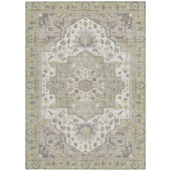 8 Ft X 10 Ft Oriental Polyester Area Rug for Patio Porch Living Room Pet Friendly