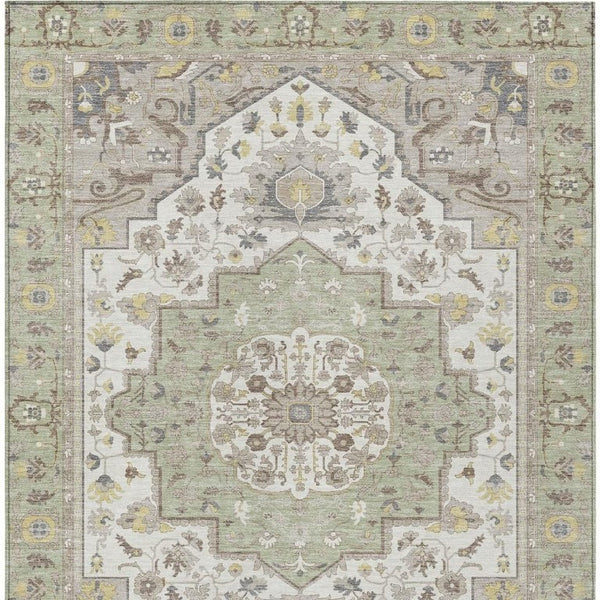 8 Ft X 10 Ft Oriental Polyester Area Rug for Patio Porch Living Room Pet Friendly