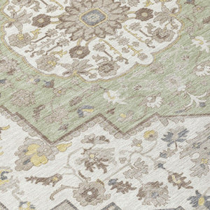 8 Ft X 10 Ft Oriental Polyester Area Rug for Patio Porch Living Room Pet Friendly