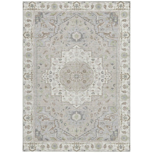 5x8 Ivory Fern Green Oriental Polyester Area Rug Washable for Patio or Living Room