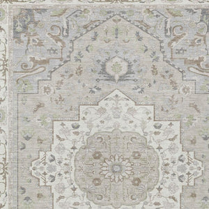 8 X 10 Ivory Fern Green Oriental Polyester Rug Stain Resistant Indoor Outdoor
