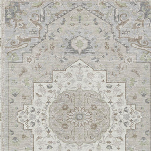 9x12 Washable Polyester Oriental Area Rug Stain Resistant Indoor Outdoor Ivory