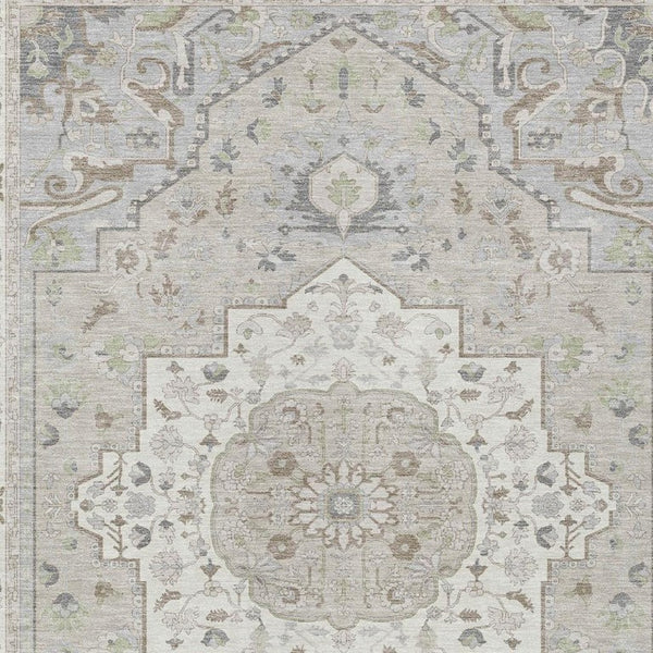 9x12 Washable Polyester Oriental Area Rug Stain Resistant Indoor Outdoor Ivory