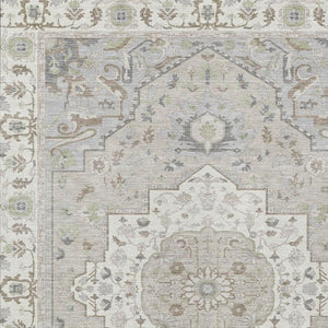 9x12 Washable Polyester Oriental Area Rug Stain Resistant Indoor Outdoor Ivory