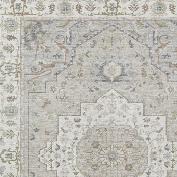 9x12 Washable Polyester Oriental Area Rug Stain Resistant Indoor Outdoor Ivory