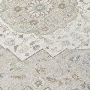 9x12 Washable Polyester Oriental Area Rug Stain Resistant Indoor Outdoor Ivory