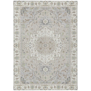 HomeRoots 10 X 14 Oriental Ivory Fern Green Polyester Washable Indoor Outdoor Area Rug 736041