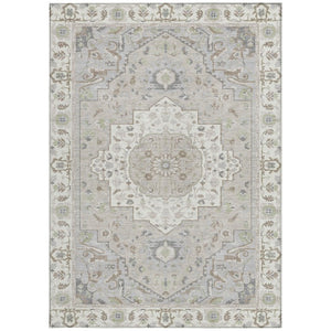 10 X 14 Oriental Ivory Fern Green Polyester Washable Indoor Outdoor Area Rug