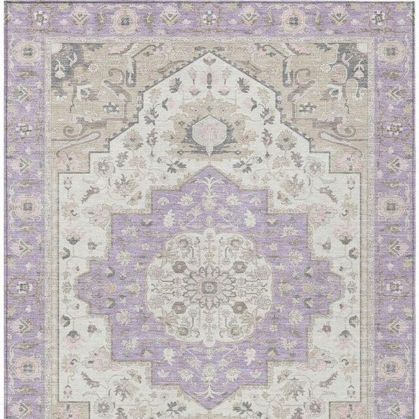 5x8 Oriental Polyester Area Rug Lavender Washable for Indoor Outdoor Patios