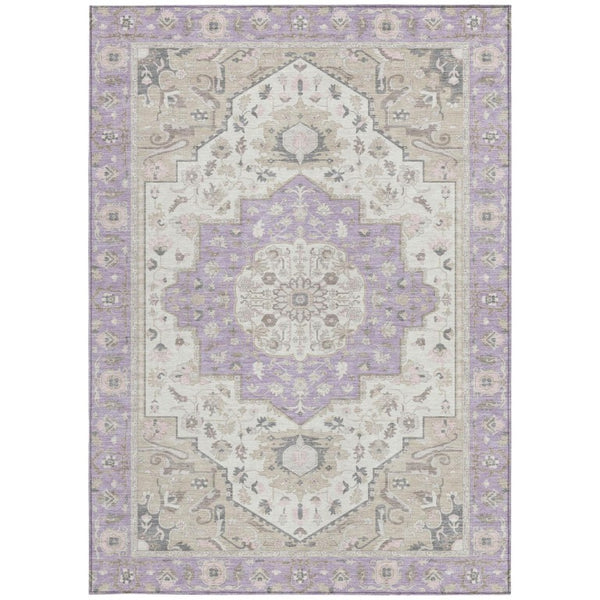 5x8 Oriental Polyester Area Rug Lavender Washable for Indoor Outdoor Patios