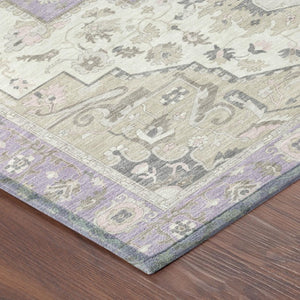 5x8 Oriental Polyester Area Rug Lavender Washable for Indoor Outdoor Patios