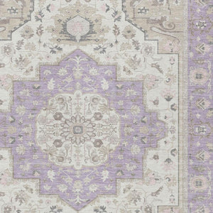 10 Ft X 14 Ft Oriental Polyester Area Rug Lavender Indoor Outdoor Stain Resistant