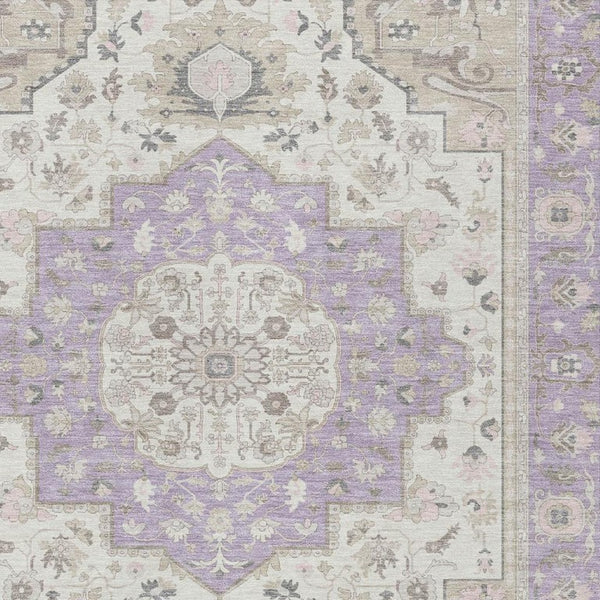 10 Ft X 14 Ft Oriental Polyester Area Rug Lavender Indoor Outdoor Stain Resistant