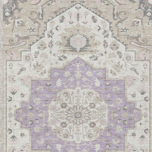 10 Ft X 14 Ft Oriental Polyester Area Rug Lavender Indoor Outdoor Stain Resistant