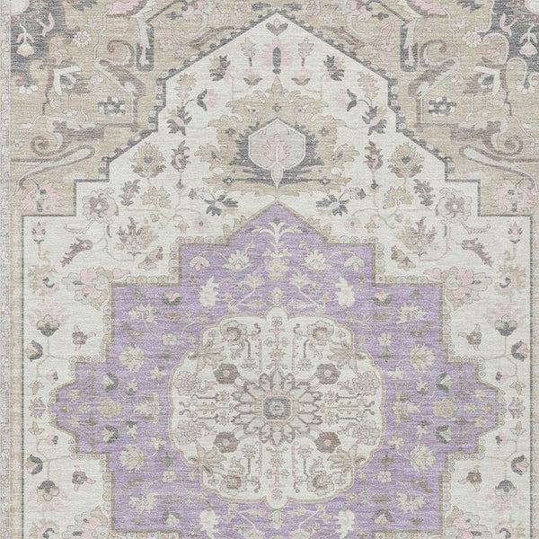 10 Ft X 14 Ft Oriental Polyester Area Rug Lavender Indoor Outdoor Stain Resistant