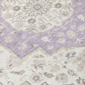 10 Ft X 14 Ft Oriental Polyester Area Rug Lavender Indoor Outdoor Stain Resistant