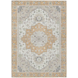 HomeRoots 5 X 8 Oriental Peach Gold Washable Polyester Area Rug for Patio Porch or Living Room 736049