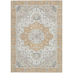 5 X 8 Oriental Peach Gold Washable Polyester Area Rug for Patio Porch or Living Room