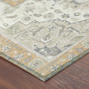 5 X 8 Oriental Peach Gold Washable Polyester Area Rug for Patio Porch or Living Room