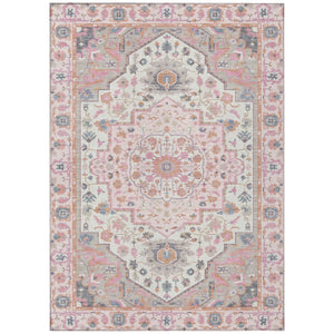 HomeRoots 10 X 14 Pink Gray Oriental Polyester Area Rug Washable for Indoor Outdoor Use 736059