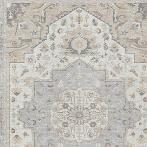 5x8 Oriental Polyester Area Rug Silver Fern Green Stain Resistant Indoor Outdoor