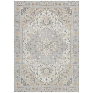 5x8 Oriental Polyester Area Rug Silver Fern Green Stain Resistant Indoor Outdoor