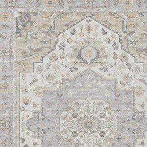 5x8 Oriental Polyester Area Rug Silver Fern Green Stain Resistant Indoor Outdoor