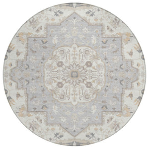 HomeRoots 8 Foot Round Oriental Polyester Area Rug for Indoor Outdoor Patio and Family Rooms 736062