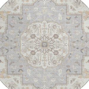 8 Foot Round Oriental Polyester Area Rug for Indoor Outdoor Patio and Family Rooms