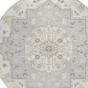 8 Foot Round Oriental Polyester Area Rug for Indoor Outdoor Patio and Family Rooms