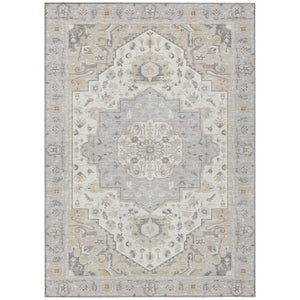 HomeRoots 9x12 Oriental Polyester Area Rug Washable Indoor Outdoor Silver Fern Green 736064